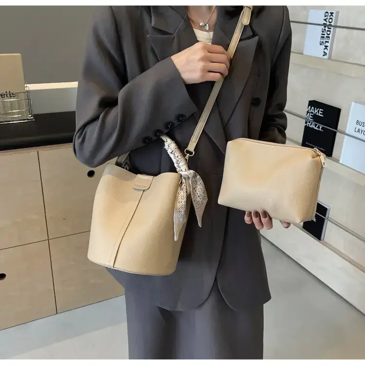 Pink Soft Leather Bucket Bag for Women — feature 16