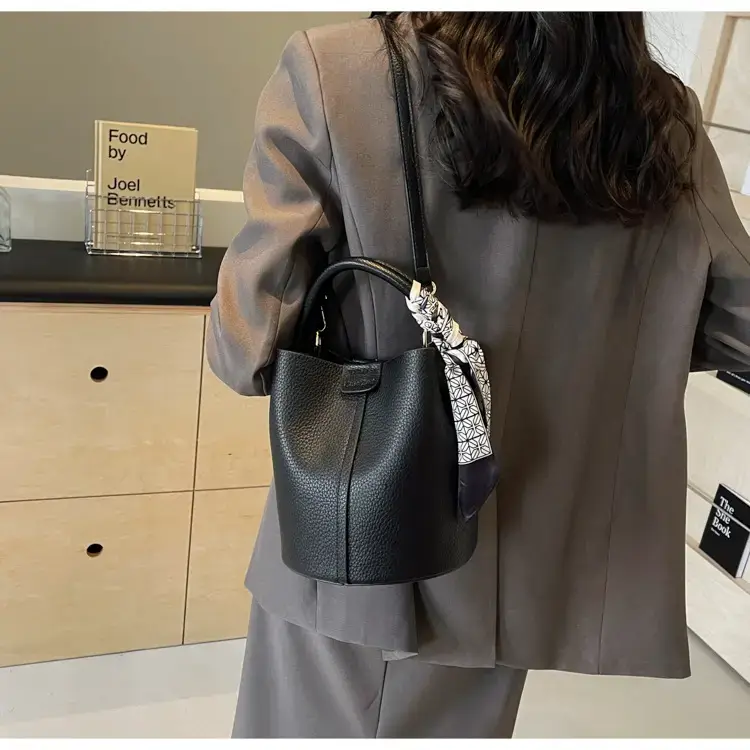 Pink Soft Leather Bucket Bag for Women — feature 18