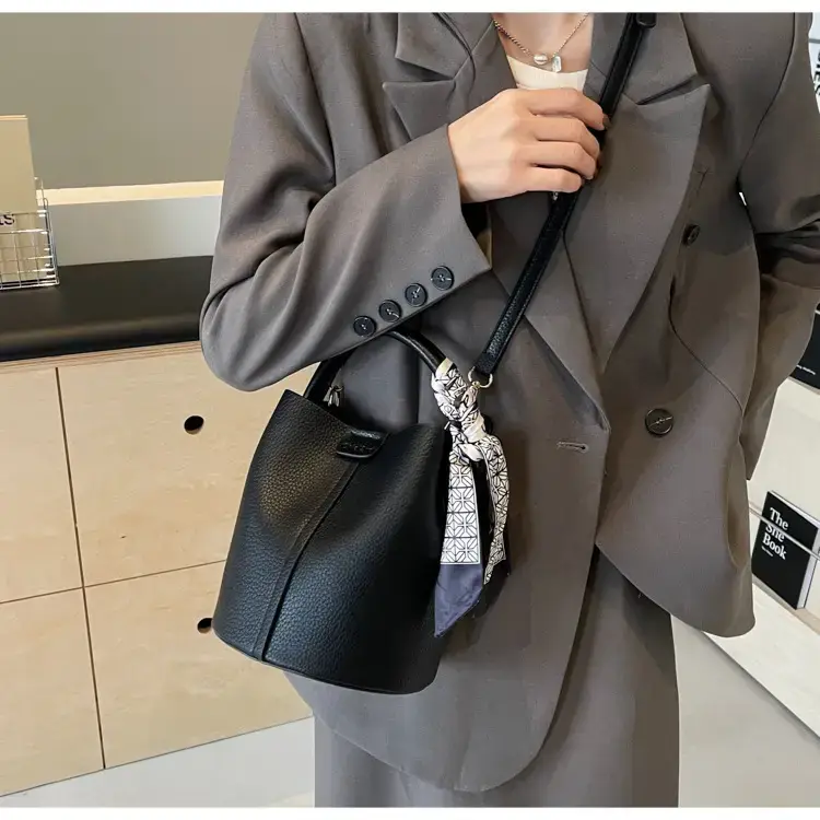 Pink Soft Leather Bucket Bag for Women — feature 20