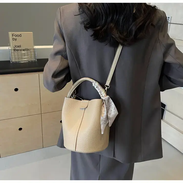 Pink Soft Leather Bucket Bag for Women — feature 23