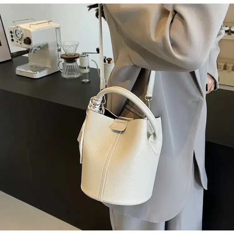 Pink Soft Leather Bucket Bag for Women — feature 30