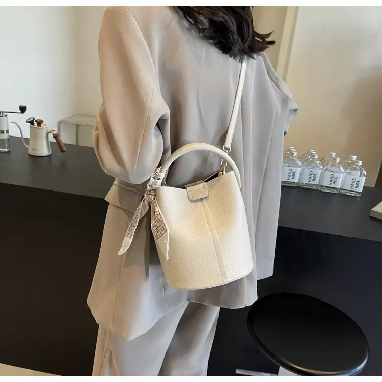 Pink Soft Leather Bucket Bag for Women — feature 31