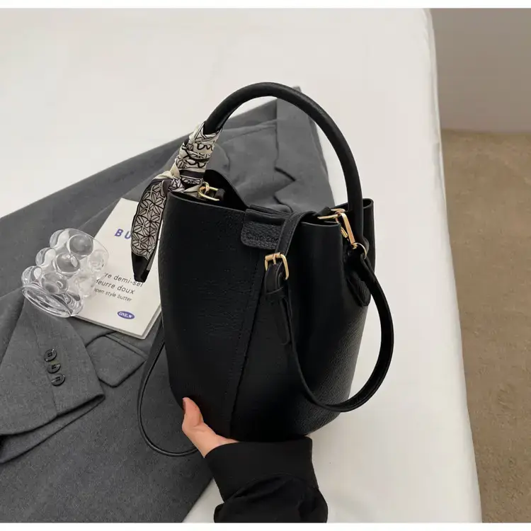 Pink Soft Leather Bucket Bag for Women — feature 33