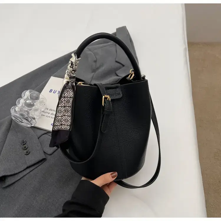 Pink Soft Leather Bucket Bag for Women — feature 34