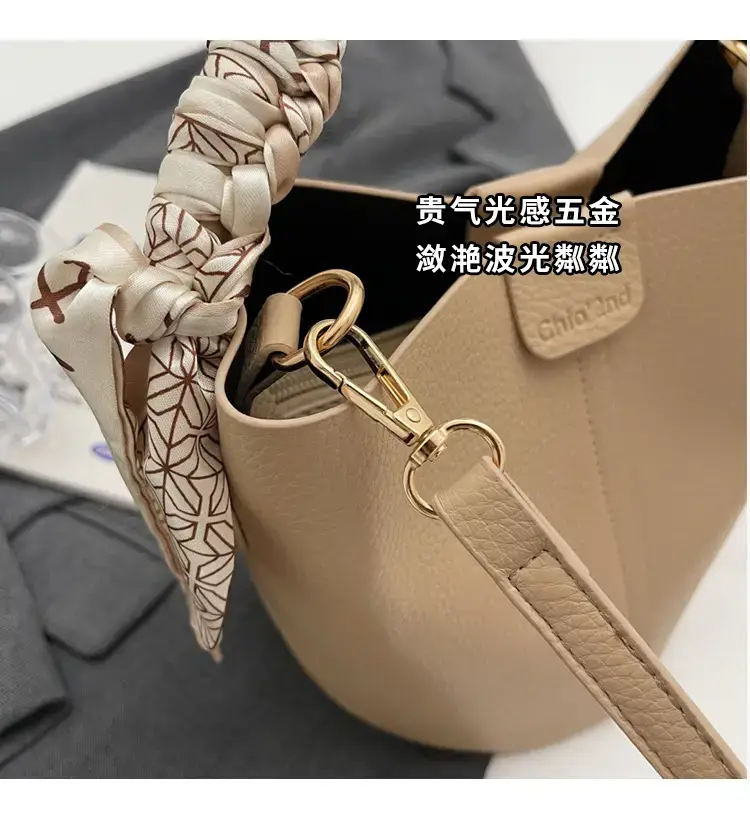 Pink Soft Leather Bucket Bag for Women — feature 4