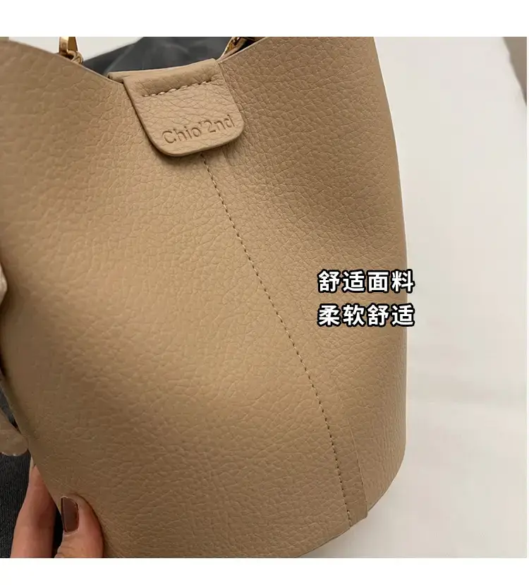 Pink Soft Leather Bucket Bag for Women — feature 7