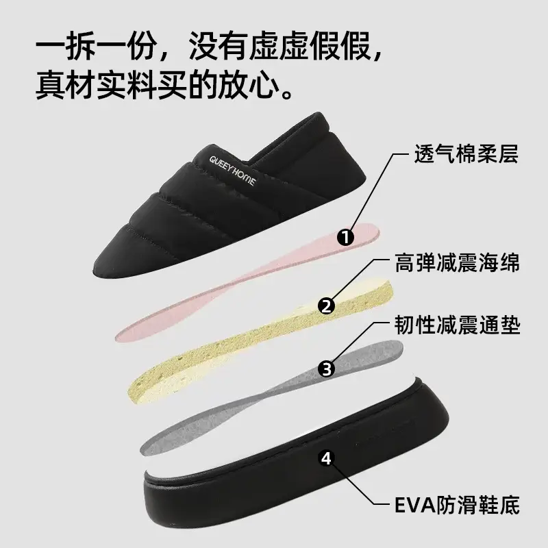 Non-Slip Maternity Shoes for Women 2026 Autumn and Winter New Indoor Home Warm Waterproof down Fabric Slippers with a Stepping-On-Clouds Feel - Image 6