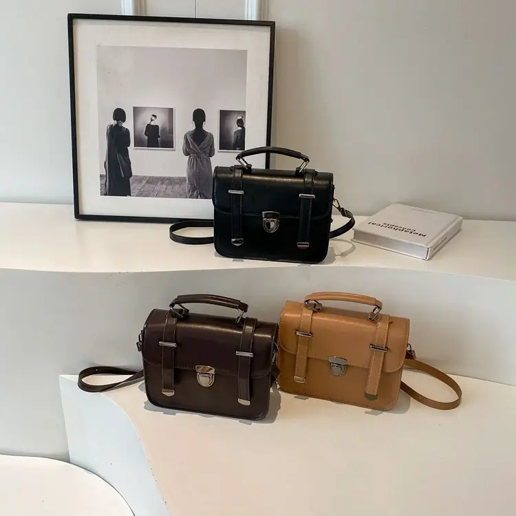 Vintage Women's Textured Shoulder Bag Brown 2024 - Image 5