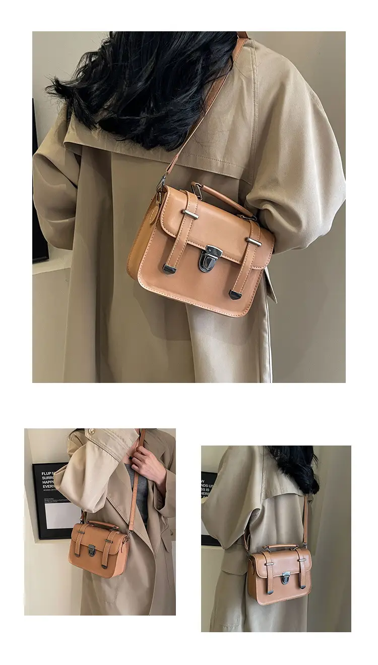 Vintage Women's Textured Shoulder Bag Brown 2024 — feature 24