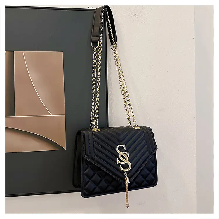 Tan Quilted Chain Tassel Bag for Women — feature 33