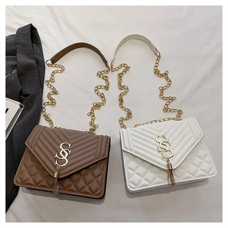 Tan Quilted Chain Tassel Bag for Women — feature 36
