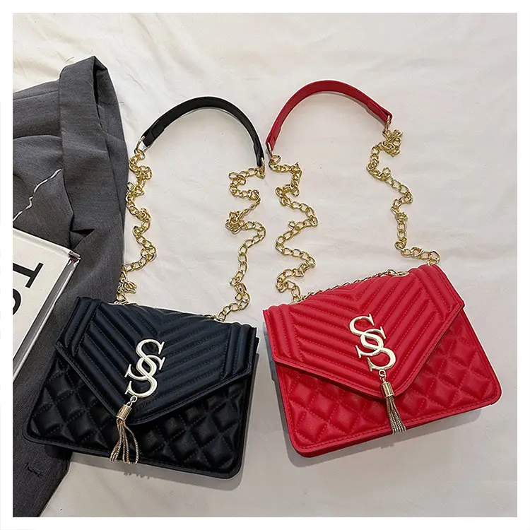 Tan Quilted Chain Tassel Bag for Women — feature 37