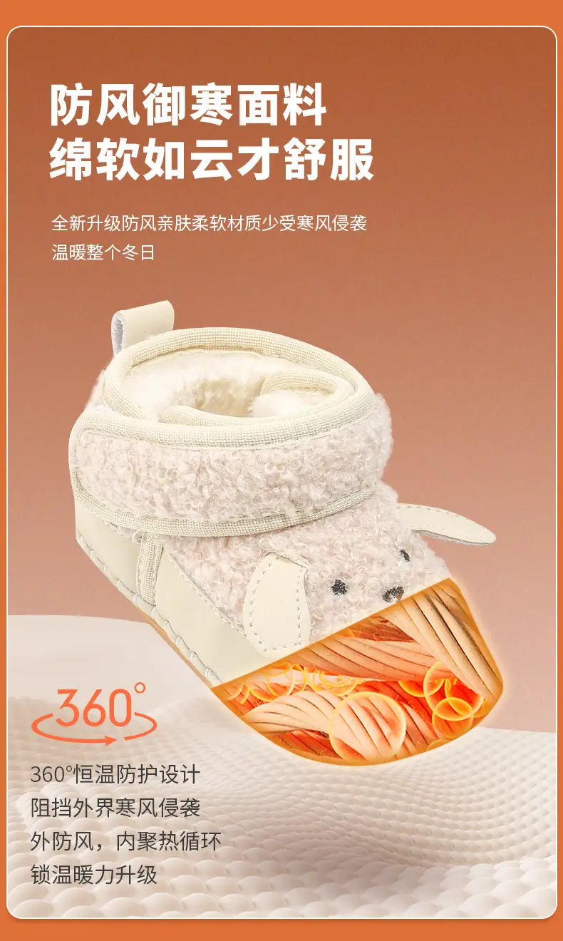 Winter Newborn Baby Cotton Shoes 6-12 Months Soft Sole Fleece Lined — feature 16