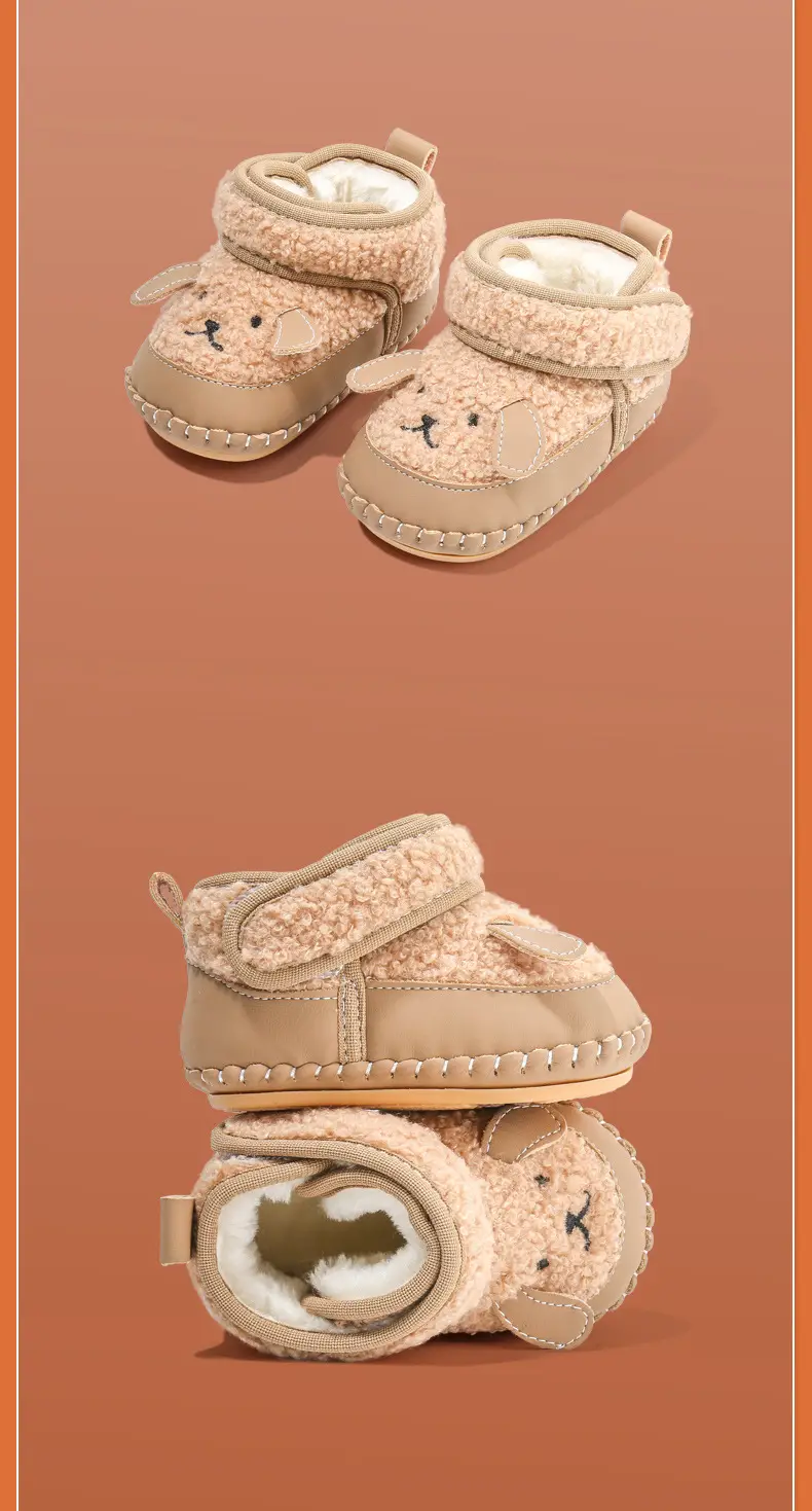 Winter Newborn Baby Cotton Shoes 6-12 Months Soft Sole Fleece Lined — feature 25