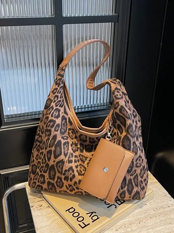 Leopard Print Large Shoulder Bag Women 2024 Winter - Image 6