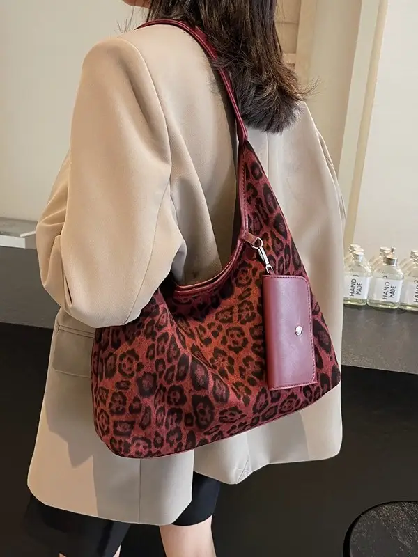 Leopard Print Large Shoulder Bag Women 2024 Winter - Image 7