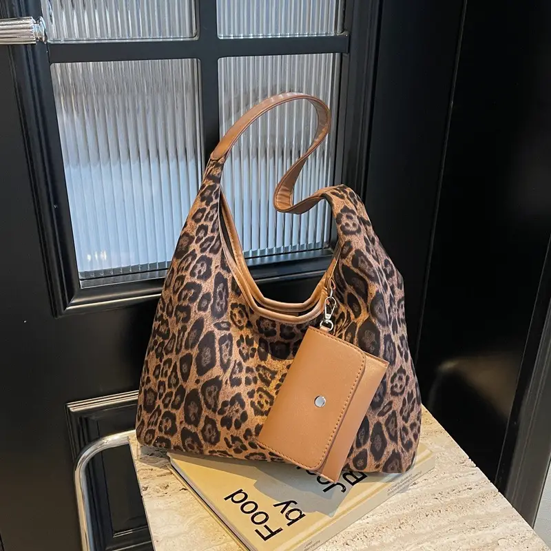 Leopard Print Large Shoulder Bag Women 2024 Winter - Image 2