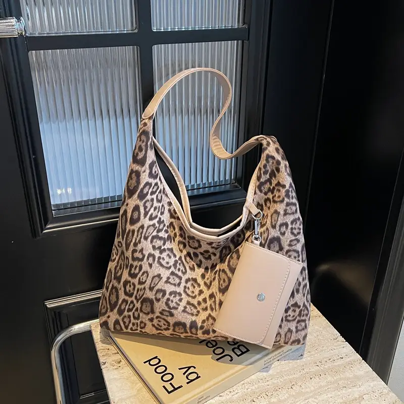 Leopard Print Large Shoulder Bag Women 2024 Winter - Image 3