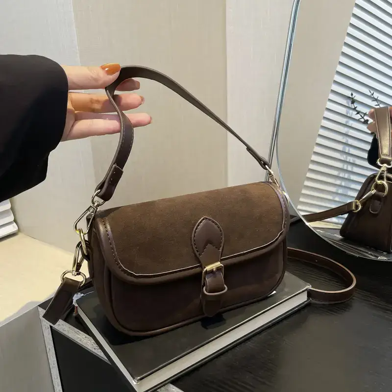 Vintage Frosted Leather Shoulder Bag Women 2024 New - Image 6
