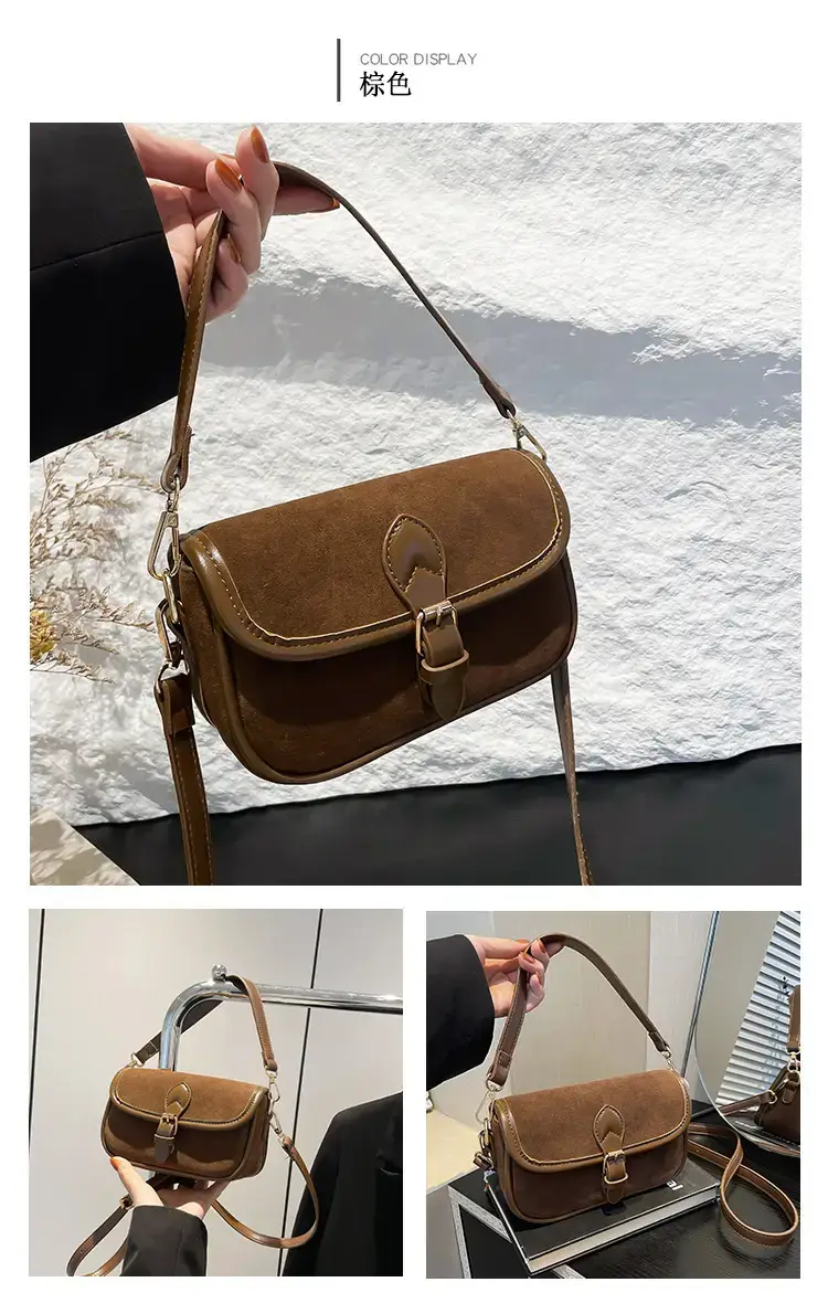 Vintage Frosted Leather Shoulder Bag Women 2024 New — feature 11
