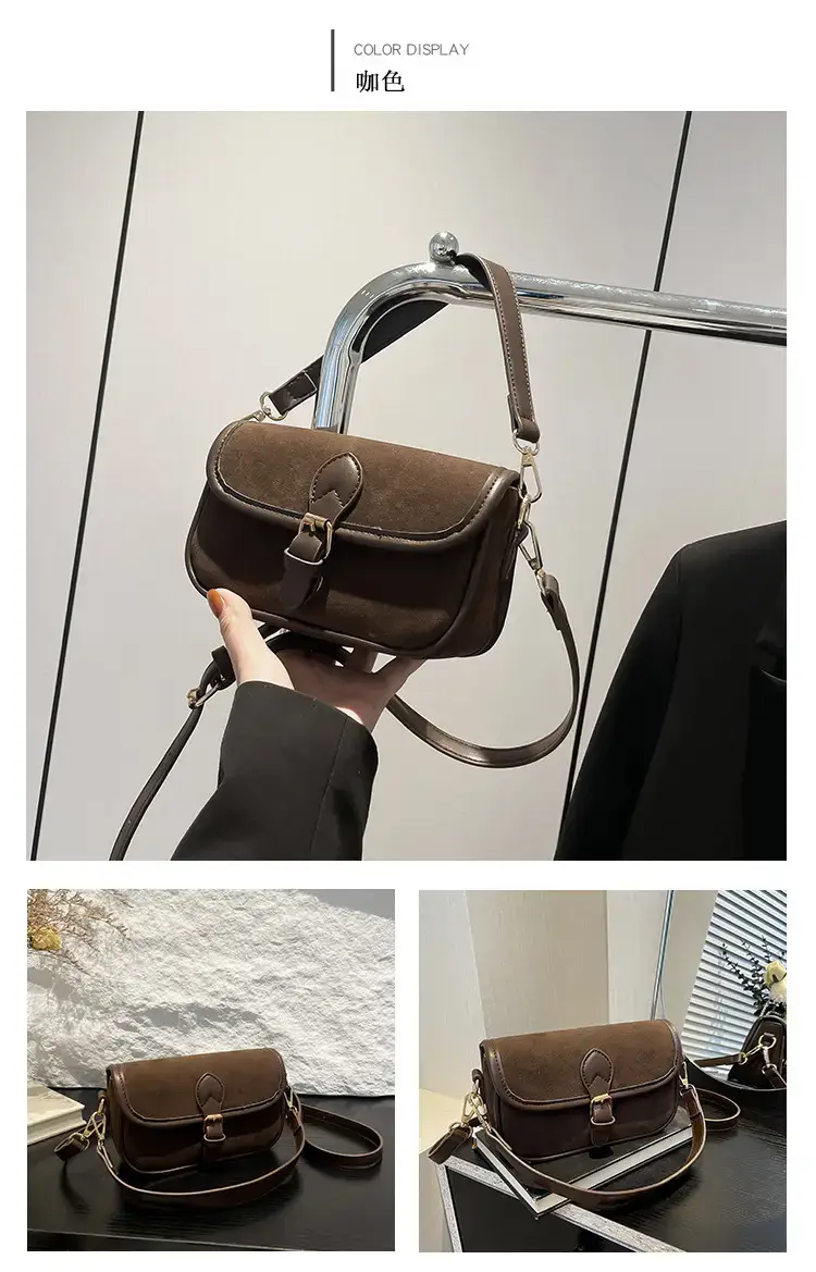 Vintage Frosted Leather Shoulder Bag Women 2024 New — feature 12