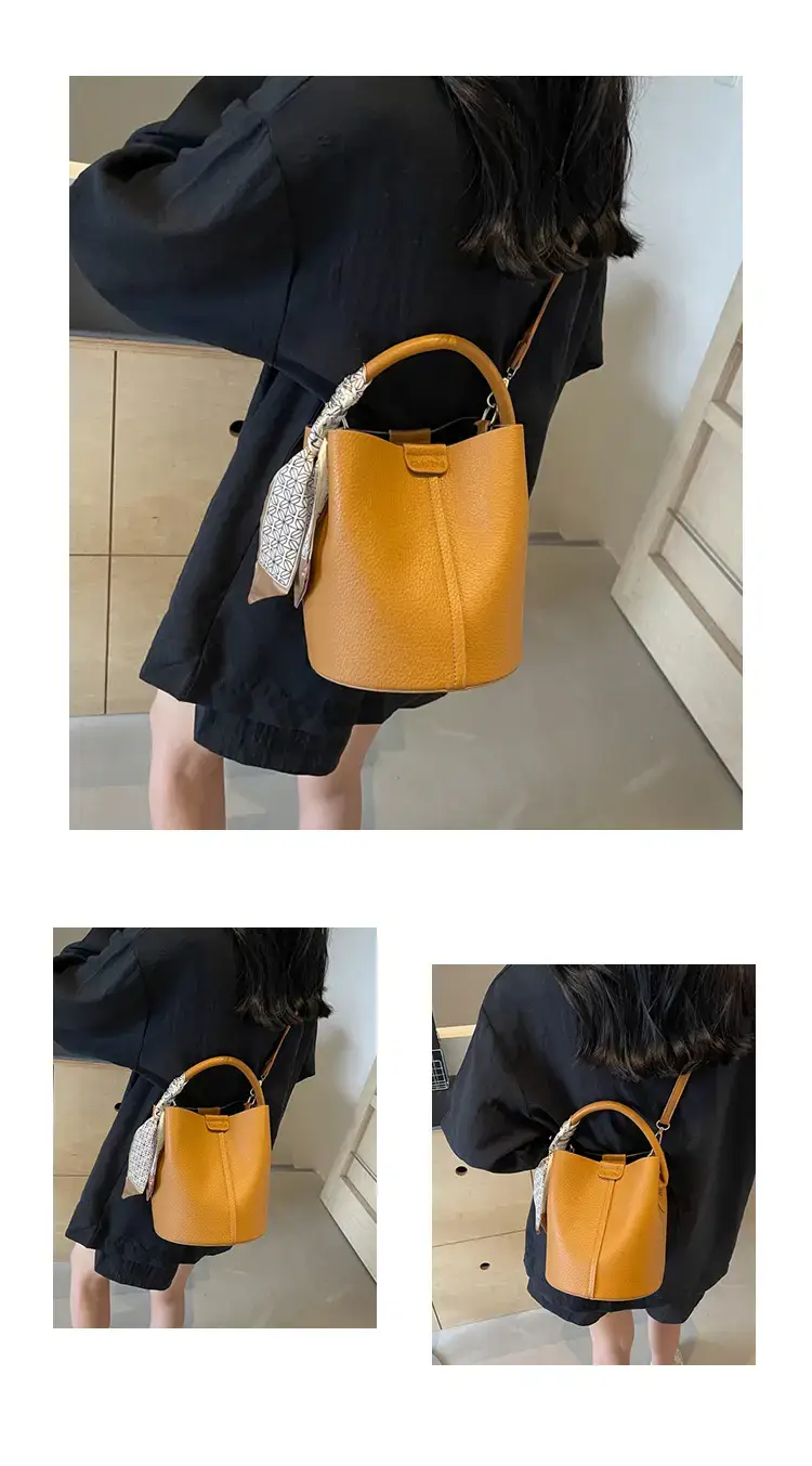 Brown Leather Bucket Bag for Women Casual Shoulder Crossbody — feature 13