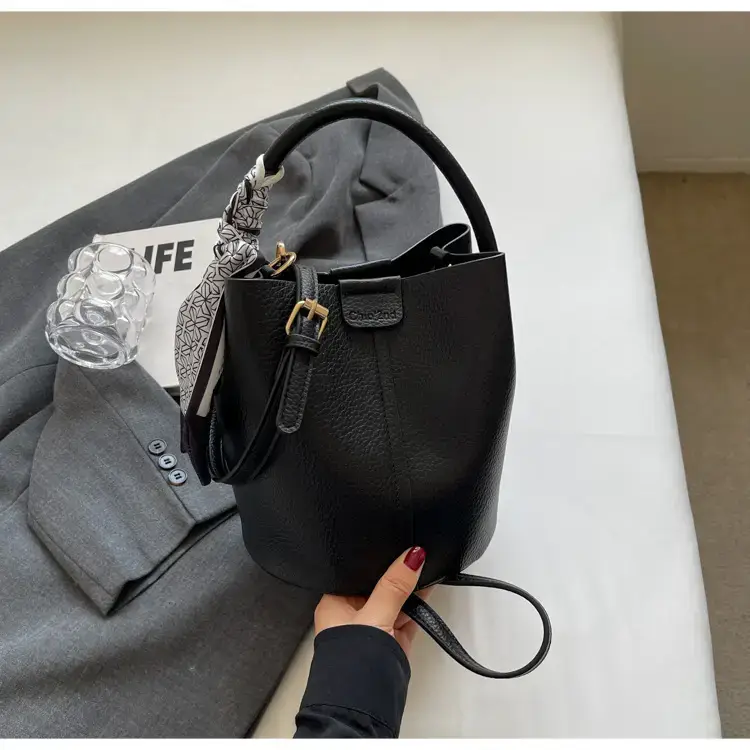 Brown Leather Bucket Bag for Women Casual Shoulder Crossbody — feature 17