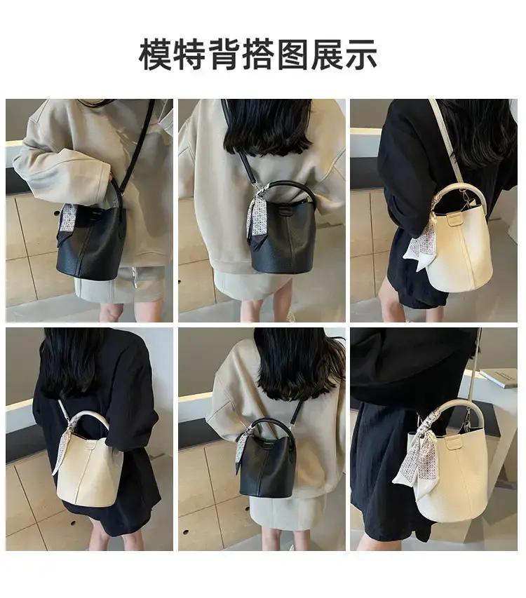 Brown Leather Bucket Bag for Women Casual Shoulder Crossbody — feature 9