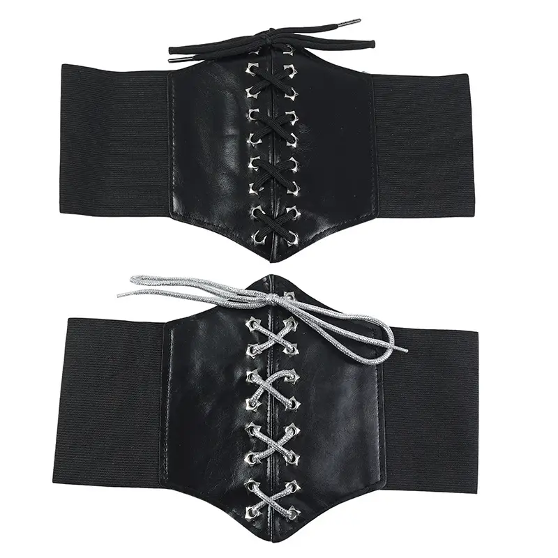 Black Waist Seal Belt with Lace Up Closure - Image 4