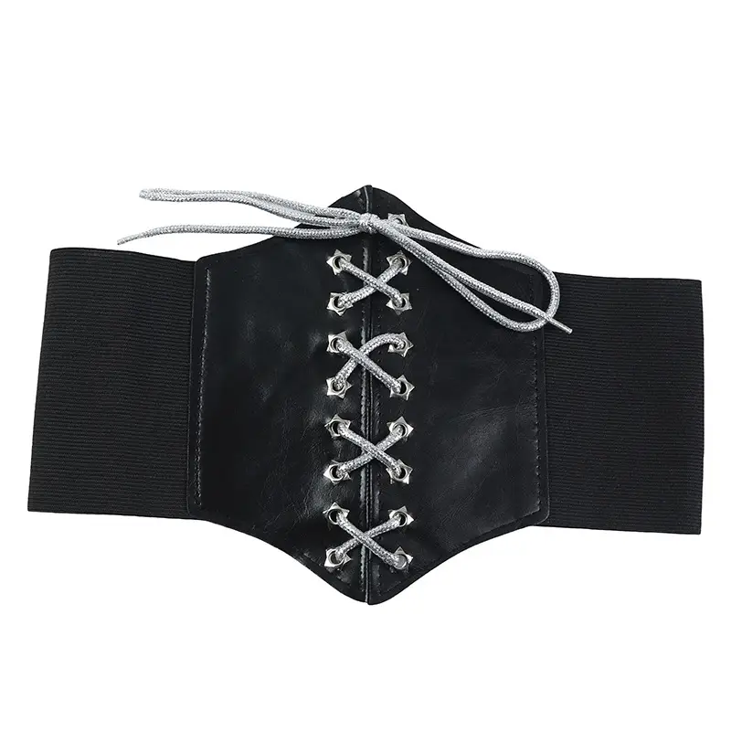 Black Waist Seal Belt with Lace Up Closure - Image 5