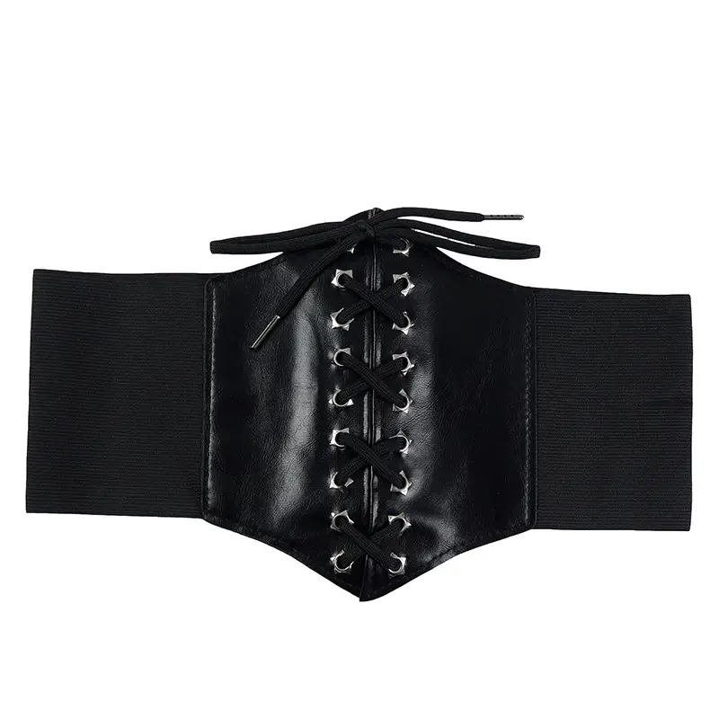 Black Waist Seal Belt with Lace Up Closure - Image 6