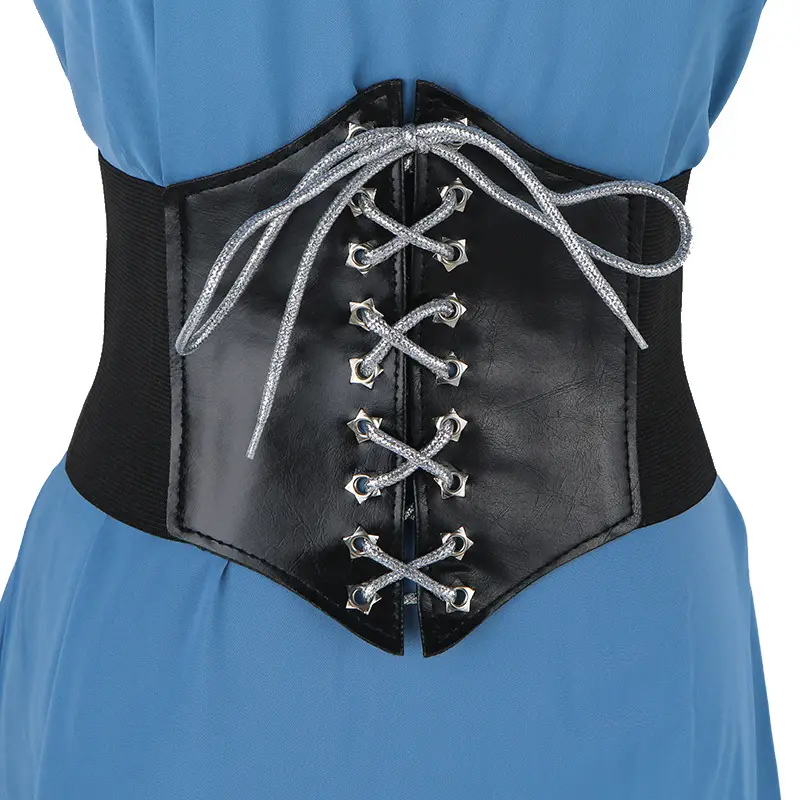 Black Waist Seal Belt with Lace Up Closure — feature 45