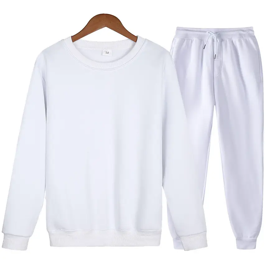 AliExpress New Fleece Men's Sweat suit Solid Color Spring and Autumn Round Neck Casual Sports Sweat Two-Piece Men's Sweat — feature 7