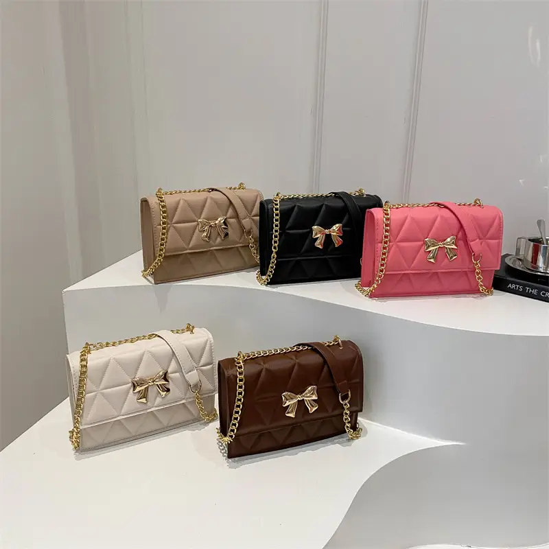 Pink Quilted Chain Shoulder Bag for Women 2025