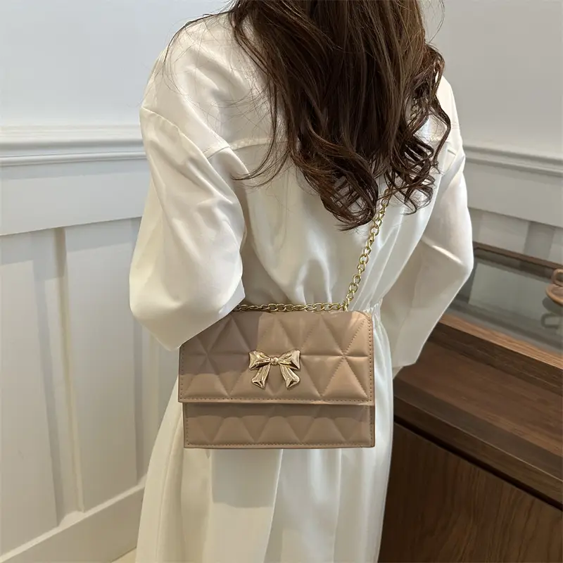 Pink Quilted Chain Shoulder Bag for Women 2025