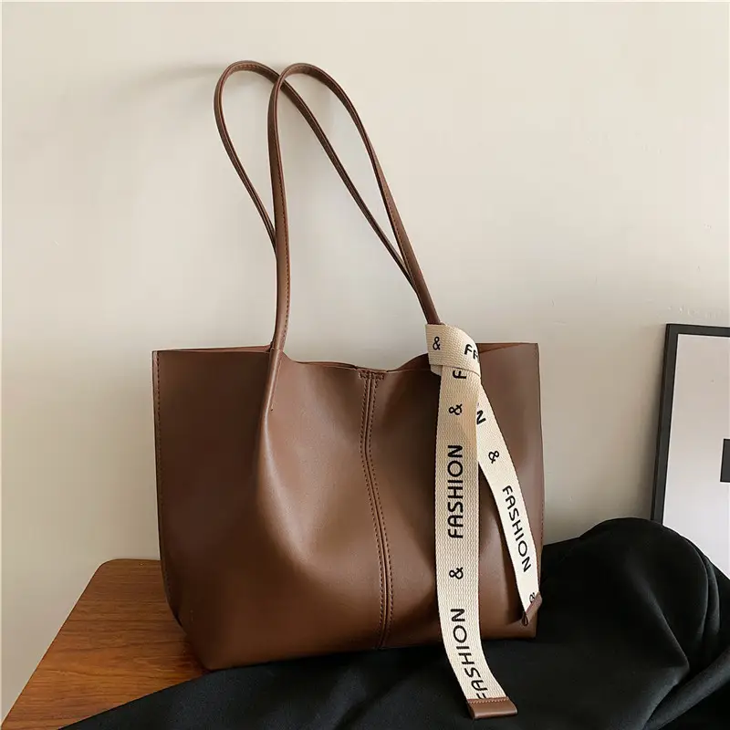 Large Capacity Women's Brown Shoulder Tote Bag