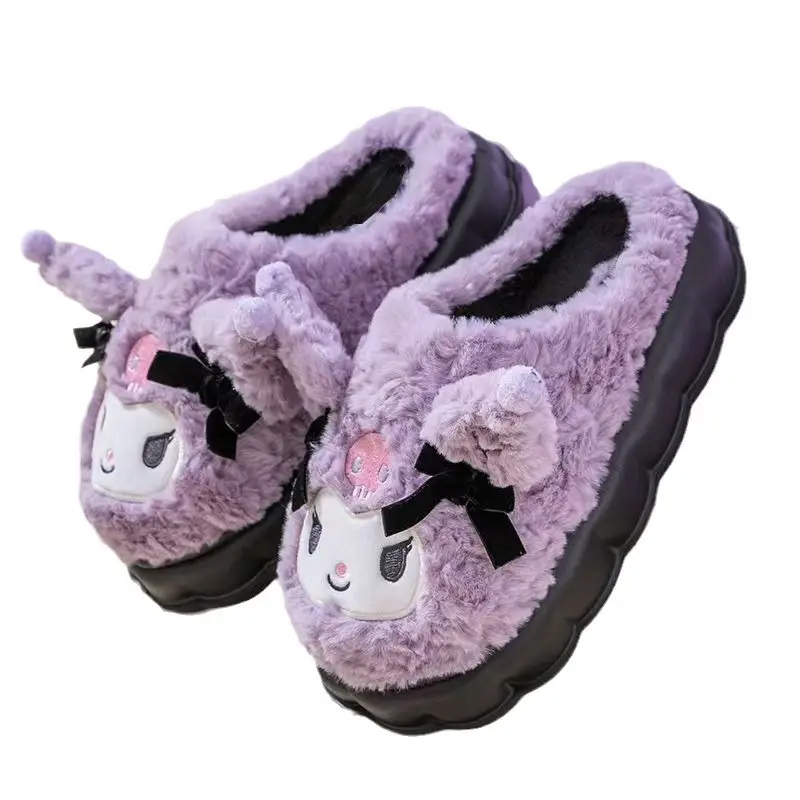 Sanrio Winter Cotton Slippers Women's Indoor Dormitory Students Thick Bottom Kulomi Cotton Slippers Warm Home Plush Slippers