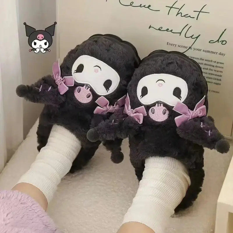 Sanrio Winter Cotton Slippers Women's Indoor Dormitory Students Thick Bottom Kulomi Cotton Slippers Warm Home Plush Slippers — feature 7