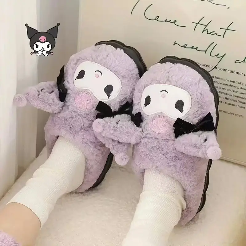 Sanrio Winter Cotton Slippers Women's Indoor Dormitory Students Thick Bottom Kulomi Cotton Slippers Warm Home Plush Slippers — feature 8