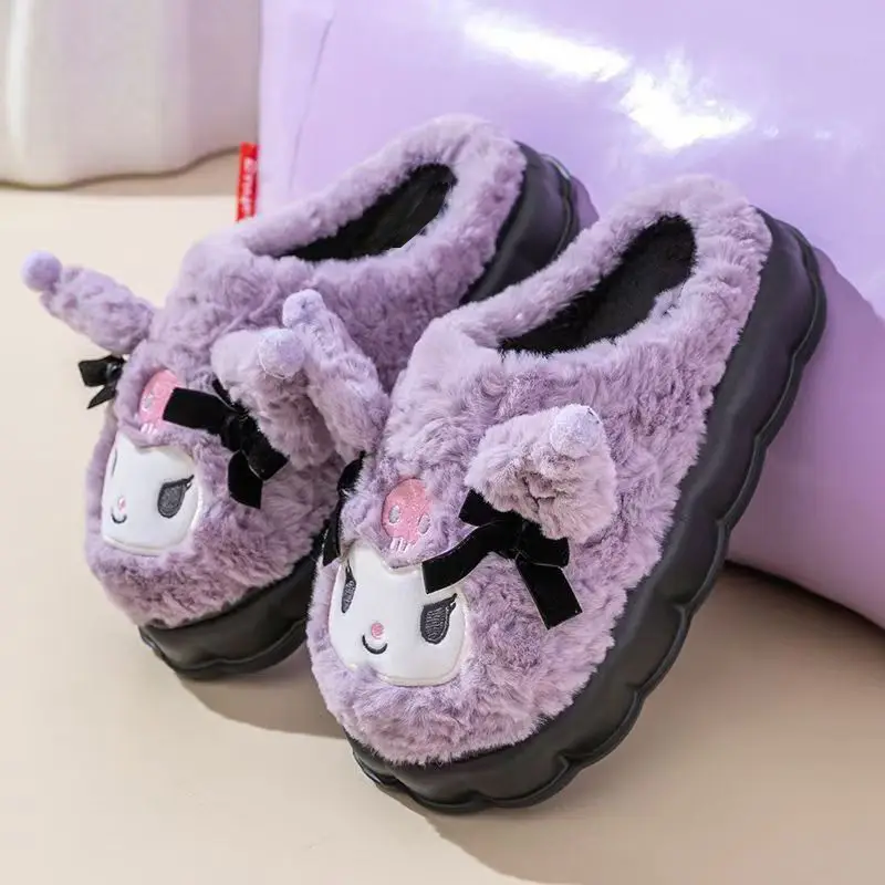 Sanrio Winter Cotton Slippers Women's Indoor Dormitory Students Thick Bottom Kulomi Cotton Slippers Warm Home Plush Slippers