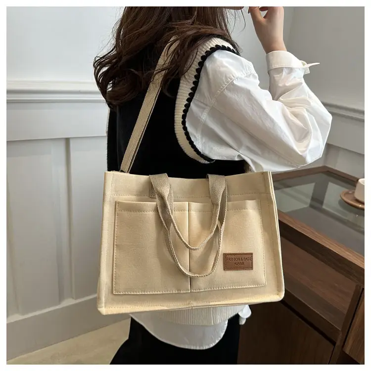 Pink Canvas Shoulder Bag for Women Large Capacity — feature 13