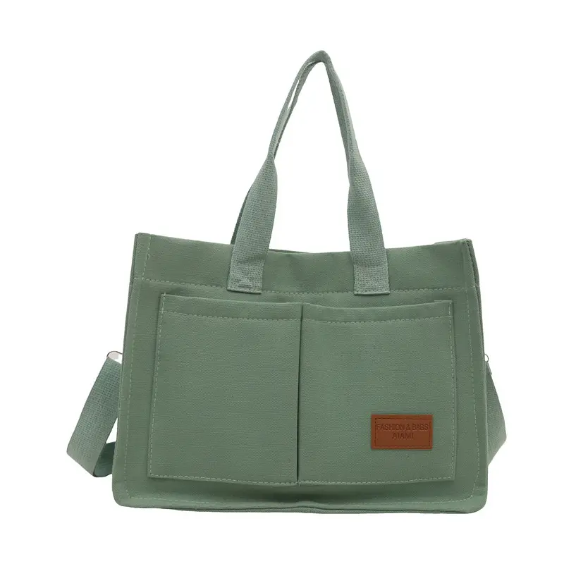 Pink Canvas Shoulder Bag for Women Large Capacity - Image 2