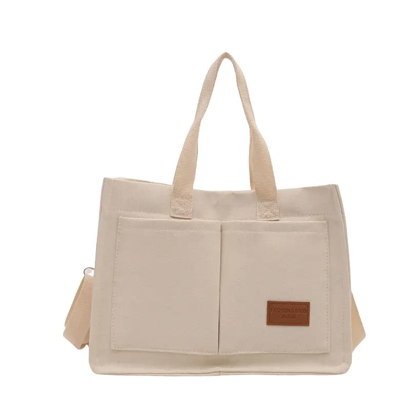 Pink Canvas Shoulder Bag for Women Large Capacity - Image 3