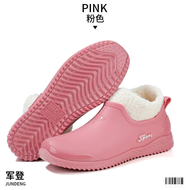 Women's Rain Boots, Shallow Mouth, Fashionable, Trendy, Low-Cut, Fleece-Lined, Warm, Short Tube, Non-Slip, Waterproof, Rubber Shoes, Dropshipping, Foot-Warming, Low Heel - Image 8