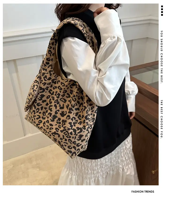Leopard Print Shoulder Bag Women Large Capacity Lazy Style — feature 2