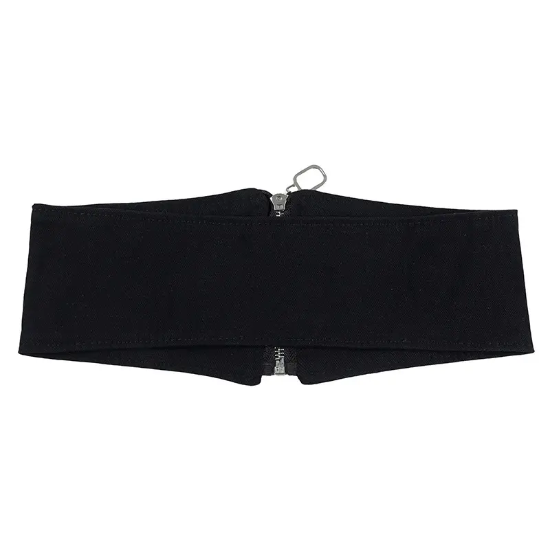 Women's Black Floral Elastic Waist Belt with Lace Up — feature 48