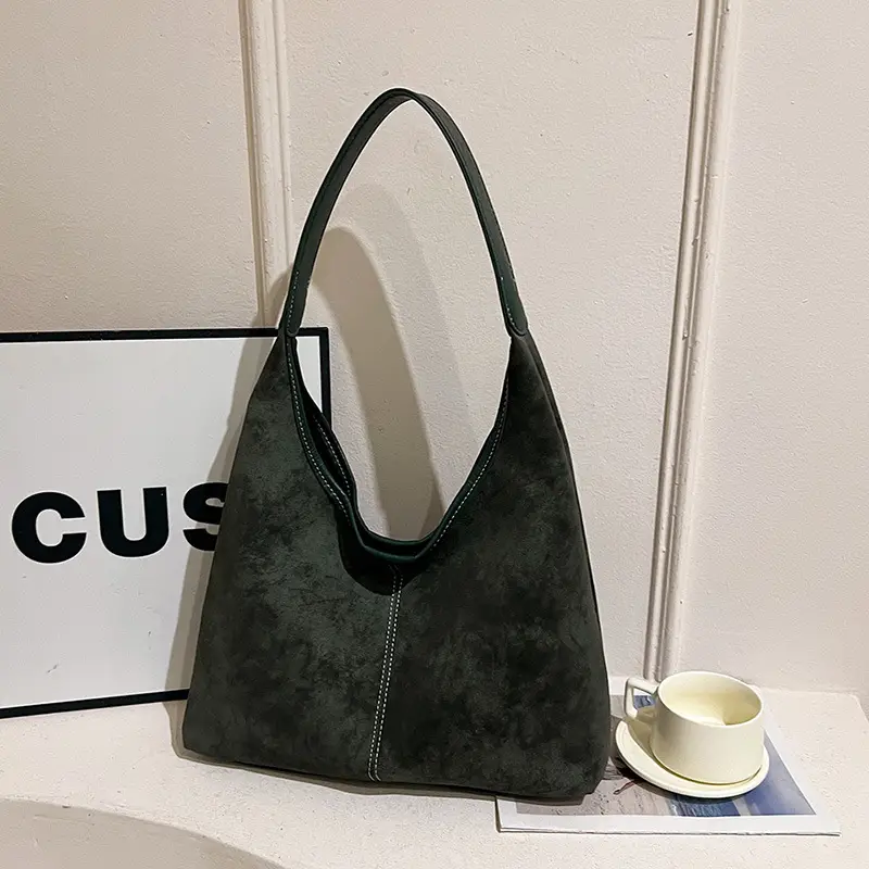 Women's Retro Frosted Shoulder Bag Brown Large Capacity - Image 7