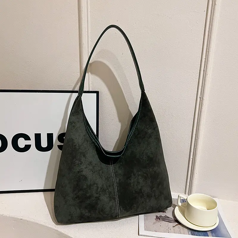 Women's Retro Frosted Shoulder Bag Brown Large Capacity - Image 8