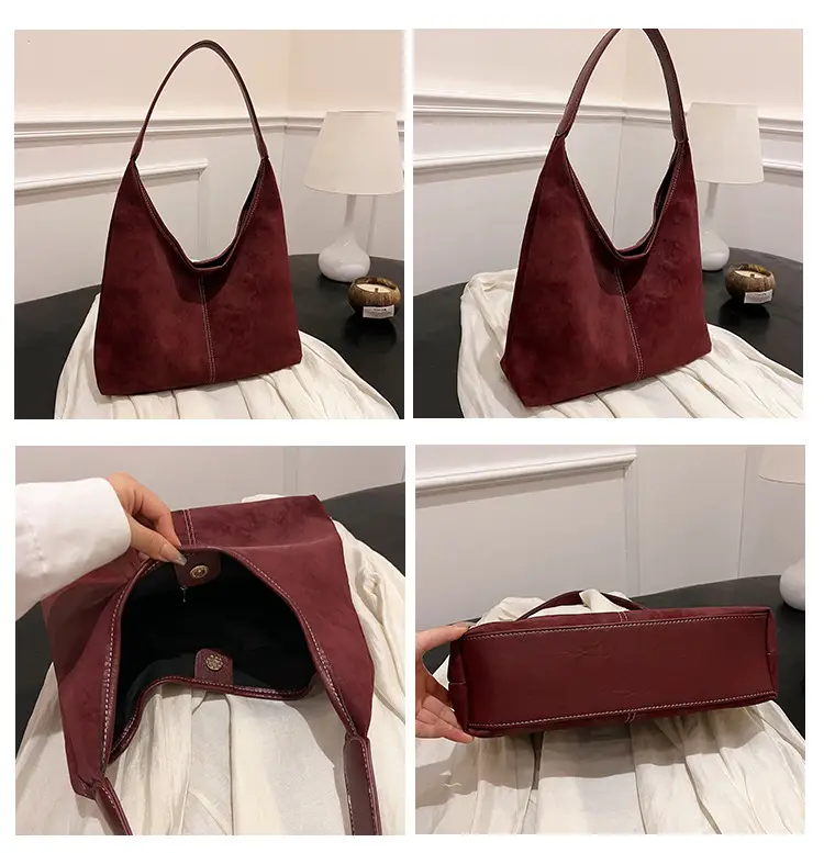 Women's Retro Frosted Shoulder Bag Brown Large Capacity — feature 13