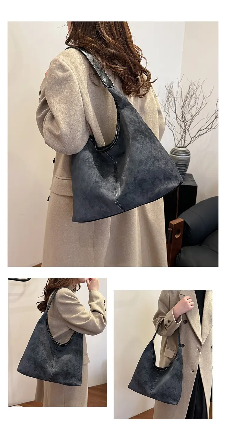 Women's Retro Frosted Shoulder Bag Brown Large Capacity — feature 17